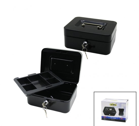YUMA YM-803 (KÜÇÜK &15.2X11.8X8CM) ANAHTARLI (METAL) (PARA &DEĞERLİ EŞYA) KUTUSU (2KAT=TEK+6 BÖLME) (TAŞIMA KULP)*1