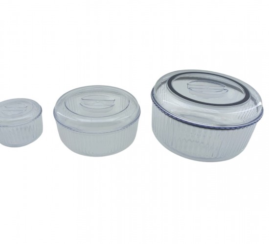 CRYSTAL WARE F-402 ( 3PCS SET ) ( YUVARLAK & 4750ML ) SAKLAMA KABI ( MİKA & KRİSTAL PLASTİK ) ( 350ML & 1300 & 3100ML )*12=K