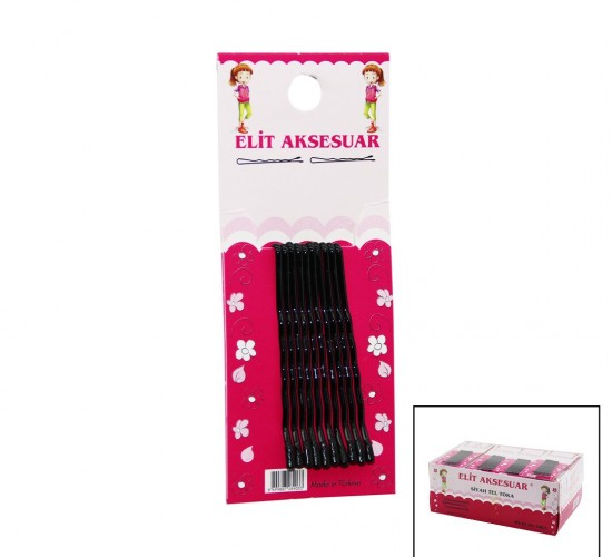 ELİT AKSESUAR ( 10PCS ) SİYAH TOPUZLU TEL TOKA*72X76