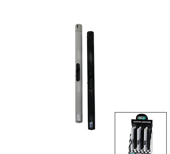 NEROX NRX-404B ( SİYAH & GRİ ) ( KALEM MODELİ ) OCAK MUTFAK ÇAKMAK ( İTMELİ ATEŞLEME )*30X6