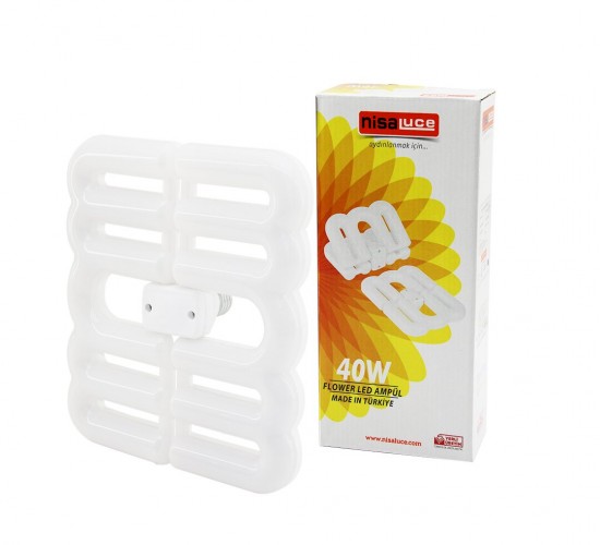 NİSALUCE EAM-097 (40W & E27) FLOWER(KATLANIR& 4B ŞEKİL) (21X23.5CM) BEYAZ LED LAMBA AMPUL (3600 LÜMEN& 6500K)*48