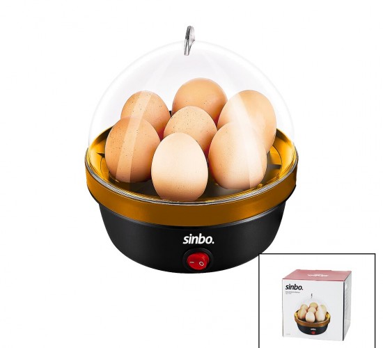 SİNBO SEB-5806 ELEKTRİKLİ YUMURTA PİŞİRME MAKİNESİ ( 7 YUMURTA=NORMAL & RAFADAN & KATI ) 350W*12