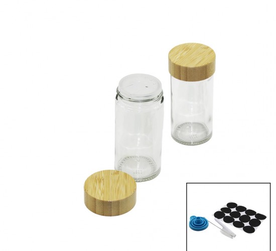 YAKUT-12227 ( 12PCS TAKIM ) ( YUVARLAK ) ( CAM ) BAHARATLIK & TUZLUK ( BAMBU KAPAKLI )*8