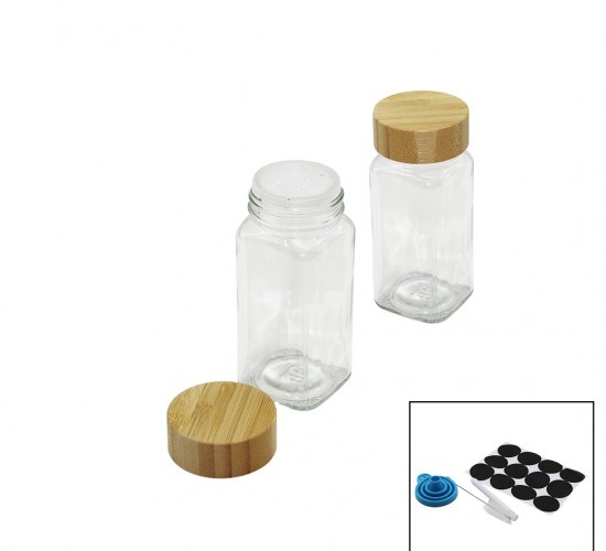 YAKUT-12233 ( 12PCS TAKIM ) ( KARE ) ( CAM ) BAHARATLIK & TUZLUK ( BAMBU KAPAKLI )*8