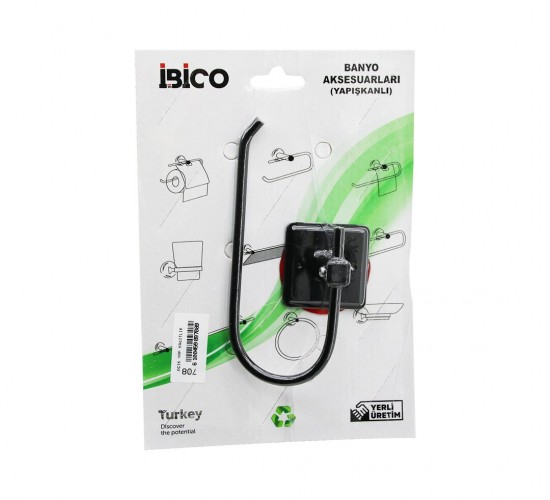 İBİCO BANYO BNY-708 ( SİYAH ) ( METAL ) ( AÇIK WC ) KAĞITLIK ( YAPIŞKANLI MONTAJ )*50