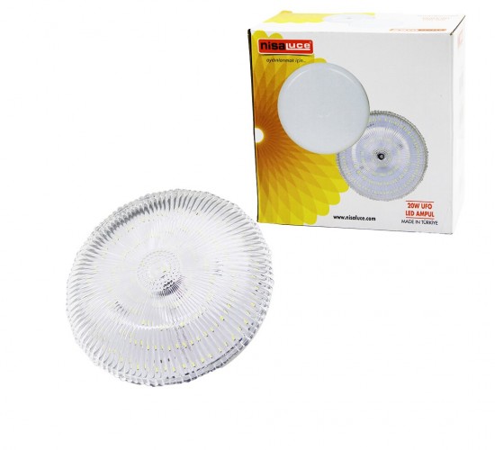 NİSALUCE EAMP-020K/B ( MİKA KRİSTAL CAMLI ) ( 20W ) UFO LED AMPUL ( BEYAZ=6500K )*48