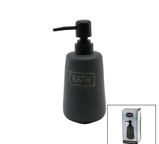 YAKUT-11663 ( UZUN ) ( ANTRASİT GRİ & MAT DESEN ) SERAMİK SIVI SABUNLUK*48