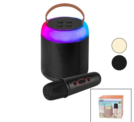 HASUBA HS-88 (K4) (YUVARLAK) KARAOKE (MİKROFONLU) BLUETOOTH WİRELESS HOPARLÖR & SPEAKER (USB ŞARJLI & IŞIKLI)*50