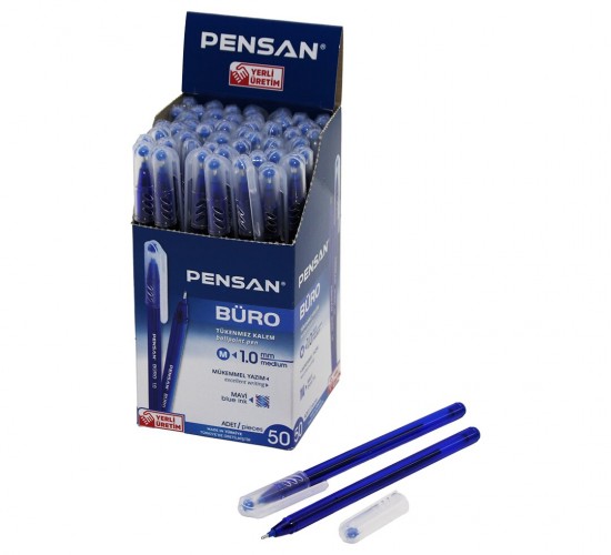 PENSAN BÜRO ( MAVİ ) TÜKENMEZ KALEM ( M-MEDİUM & 1.0MM UÇ )*50X40