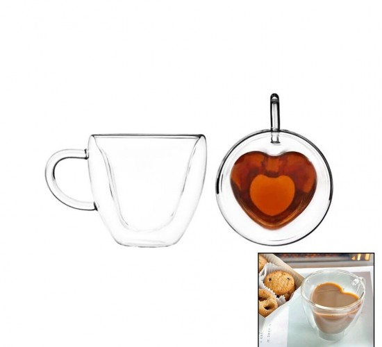 DMR-2297 (250ML) (KALPLİ) (ÇİFT CİDARLI & SADE) (TERMİSİL & ISIYA DAYANIKLI) KULPLU CAM BARDAK (BOROSİLİKAT)*80