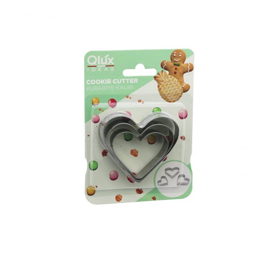 QLUX L-00557 ( 3 BOY & KALP ) ( METAL ) KURABİYE KALIP*48
