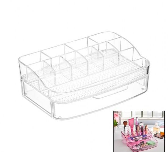 QLUX PERA L-00643 MAKYAJ ORGANİZERİ ( ÇEKMECELİ & 12 BÖLMELİ=2+ 4+ 6 ) ( MİKA & KRİSTAL PLASTİK )*12
