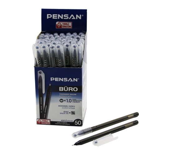 PENSAN BÜRO ( SİYAH ) TÜKENMEZ KALEM ( M-MEDİUM & 1.0MM UÇ )*50X40
