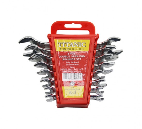 TITANIC TOOLS (8PCS) (6-22MM) AĞZI AÇIK ANAHTAR TAKIMI ( PLASTİK STAND TAŞIMA APARATLI )*4X1