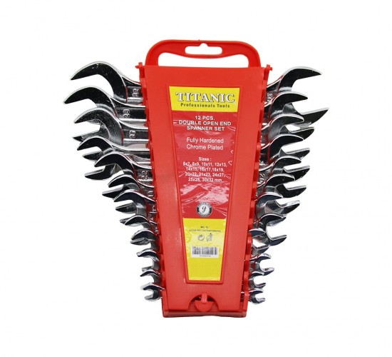 TITANIC TOOLS ( 12PCS ) ( 6-32MM ) AĞZI AÇIK ANAHTAR TAKIMI ( PLASTİK STAND TAŞIMA APARATLI )*2X1
