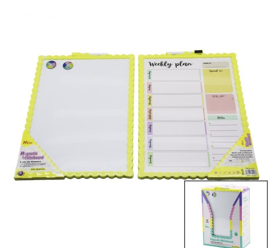 NEW MAGNETİC WHİTEBOARD JL-117 ( 28X39.5CM ) (BÜYÜK) MANYETİK YAZI TAHTASI (ÇİFT TARAFLI) (RENKLİ ÇERÇEVE)*12X6
