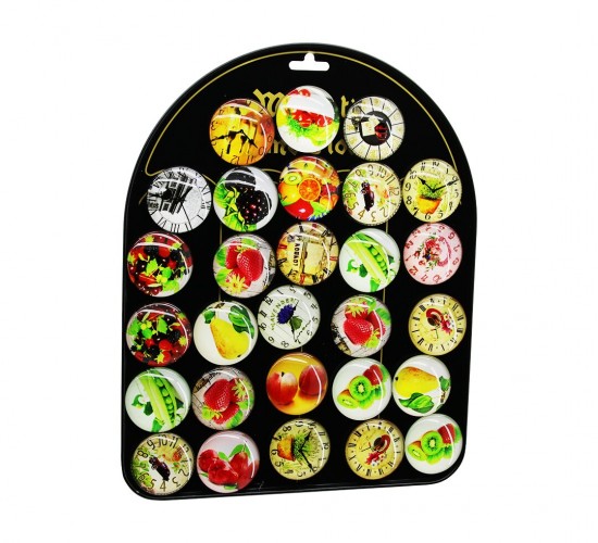 MAGNETİC MEMO HOLDER BAYSA-1579 (YUVARLAK CAM=4CM) MAGNET (MIKNATISLI DOLAP SÜSÜ) ( RESİMLİ ) (METAL STANDLI)*28X31