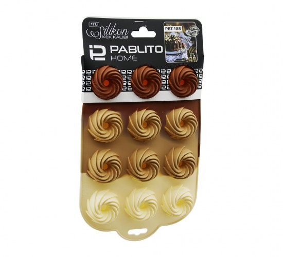 PABLITO HOME PBT-185 (RÜZGAR GÜLÜ ŞEKİL) (12Lİ & MİNİ ) ( SİLİKON ) MUFFİN KEK KALIP (ASKILIKLI)*12X10