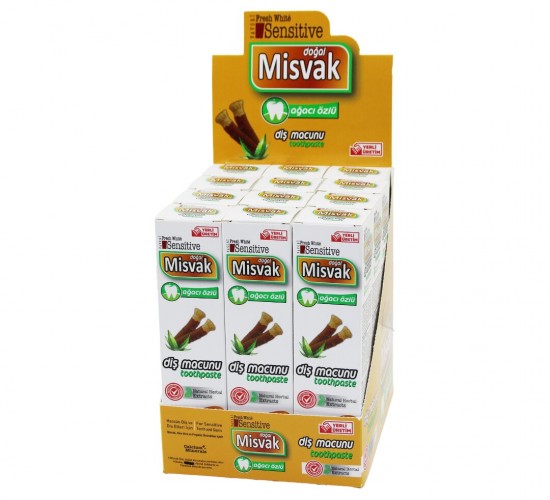 FAVORİ FRESH WHİTE SENSİTİVE MIS-01 ( DOĞAL MİSVAK AĞACI ÖZLÜ ) DİŞ MACUNU ( 75ML/120GR )*12X8