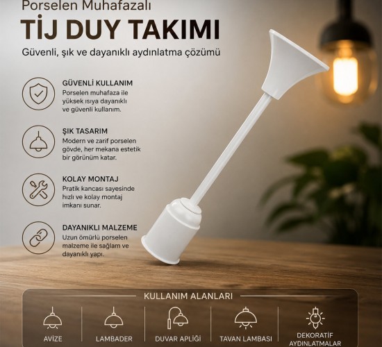 VEGA ( PORSELEN ) ( E27 ) MUHAFAZALI ( TİJ DUY ) TAKIMI*55X4