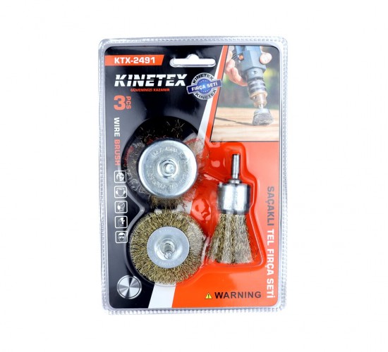 KINETEX KTX-2491 ( 3PCS ) SAÇAKLI TEL FIRÇA SETİ*72