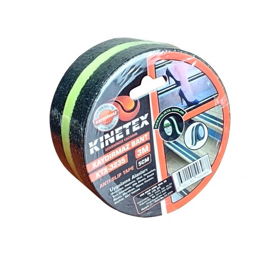 KINETEX KINITEX KTX-3235 ( 5CMX3MT ) ( FOSFOR ŞERİTLİ & KARANLIKTA PARLAR ) KAYDIRMAZ SİYAH BANT*72