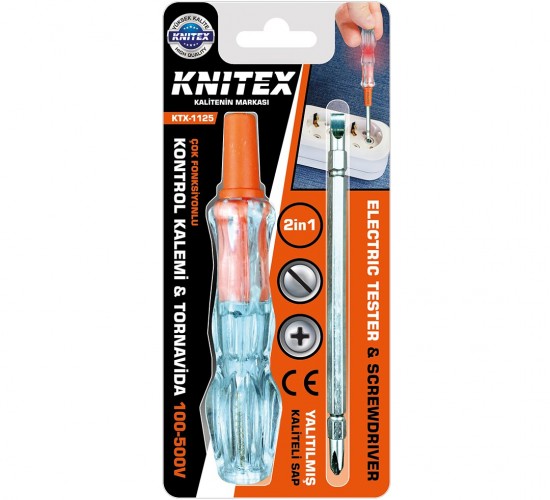 KNITEX KTX-1125 ( 2İN1 DÜZ & YILDIZ ) ( ÇIKAR TAK ) KONTROL KALEMİ & TORNAVİDA ( 100-500V)*448