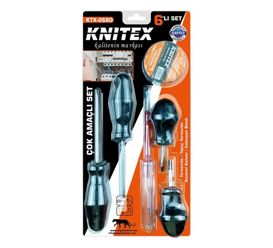 KINETEX KTX-2680 ( 6PCS ) TORNAVİDA & ÇOK AMAÇLI SET ( TORNAVİDA & TOPAÇ TORNAVİDA & KONTROL KALEM & ELEKTRİK BANT)*72