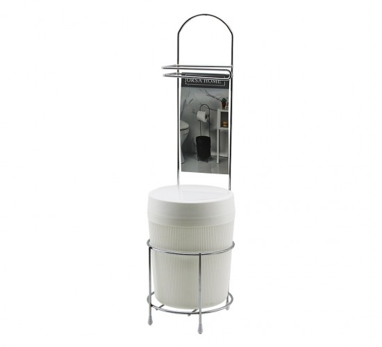 ORSA-180-380 ( KROM & METAL ) ( AYAKLI ) WC KAĞITLIK ( YUVARLAK & BEYAZ PLASTİK ÇÖP KOVALI )*4=K