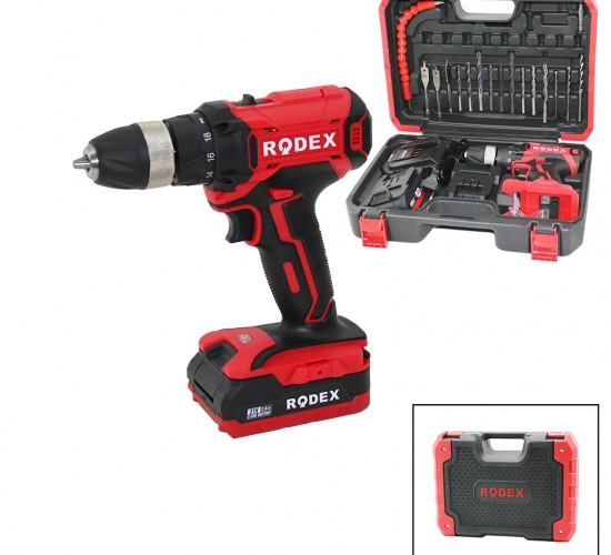 RODEX RDX-3375A (2 KADEME HIZ & VİTES) (ŞARJLI=ÇİFT BATARYA) (17PCS UÇLU) MATKAP (0-350 / 0-1350 RPM) (21V/2.0A LI-ION)*5