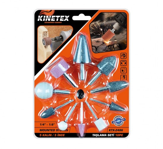 KINETEX KTX-2486 ( 10PCS ) KALIPCI TAŞLAMA SETİ (TEMİZLEME & PARLATMA & ÇAPAK ALMA)*10X12