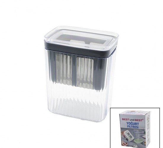 BEST UND BEST BK-230 YOĞURT SÜZME FİLTRESİ KABI (MİKA KRİSTAL HAZNE & SİLİKON CONTALI KAPAK & PLS.ÇERÇEVELİ SÜZGEÇ)*12=K