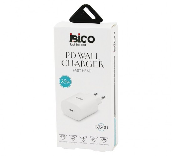 İBİCO İB-2200 ( TYPC-E ) ( BAŞLIK ) ( 25W ) ( HIZLI ) TELEFON ŞARJ BAŞLIK EV ( 5V=3.0A & 9.0V-2.22A )*5X20