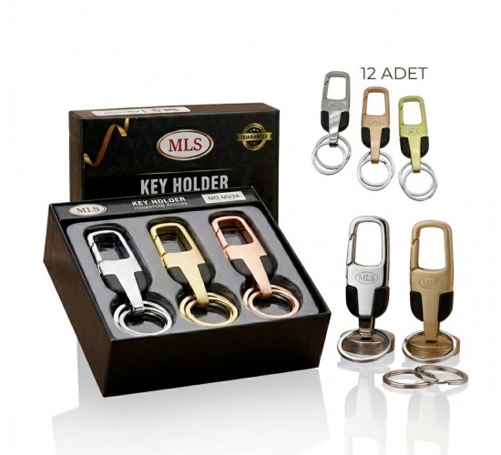 MLS KEY HOLDER M-304 ( RENKLİ METAL ) ANAHTARLIK ( KEMER GEÇMELİ ) ( ÇİFT HALKALI )*12X50