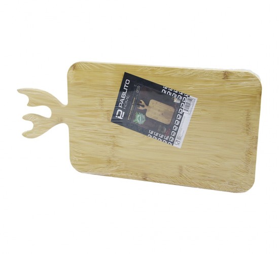 PABLITO HOME PBT-319 (D.GEN=22X36CM) AHŞAP BAMBU KESİM PANOSU & KESME TAHTASI (GEYİK BOYNUZ FİGÜR SAPLI)*24