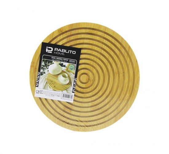 PABLITO HOME PBT-367 (YUVARLAK) (ÇİFT TARAFLI=DÜZ & DALGALI OYUK KANALLI) AHŞAP BAMBU SUNUM TEPSİ (28CM)*24