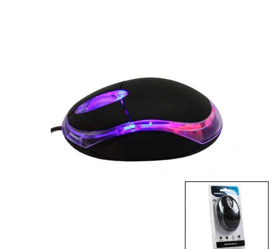EVEREST KM-6809 ( KABLOLU USB & IŞIKLI ) SİYAH OPTİK MOUSE ( 1200 DPI ) ( VAKUMLU AMBALAJ ) (110CM KABLO)*100
