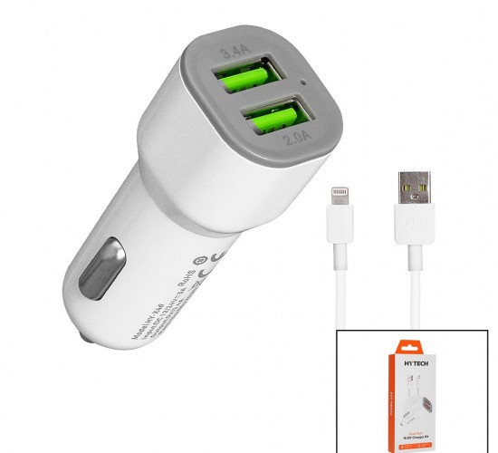 HYTECH HY-X44 ( İPHONE & KABLOLU ) ( OTO & ARAÇ ) ( ÇAKMAKLIK ŞARJ BAŞLIK SET ) ( DUAL-PORT ) ( 3A & 15.5W ) ( 1MT KABLO )*6X10