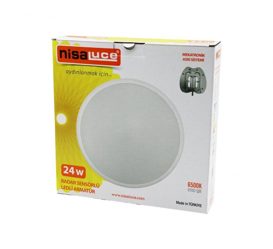 NİSALUCE EAMP-106/B (24W) (RADAR SENSÖRLÜ) LEDLİ ARMATÜR (BEYAZ ÇERÇEVE) (MEKATRONİK ASKI SİSTEMİ) (6500K & 2160Lm)*20