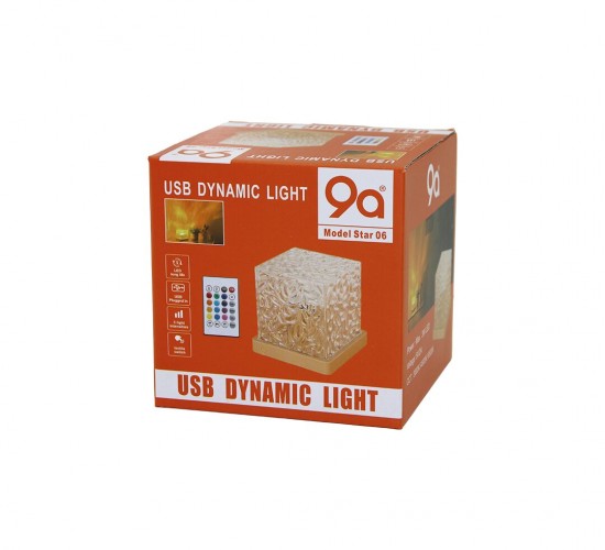 9A ( STAR-06 ) USB DYNAMIC LIGHT (USB) (KUMANDALI) (RGB) (SU DESENLİ MİKA KRİSTAL PLS.) GECE LAMBASI (9.5X9.5CMX11.5CM)*50