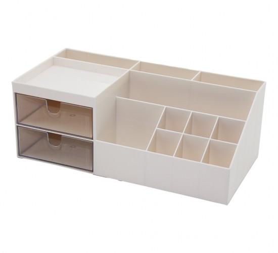 HOUSE BY HOUSE UR-3502 ( 2 ÇEKMECELİ + 12 BÖLMELİ ) PLASTİK MAKYAJ & TAKI ORGANİZER (12X24CM-- Y: 4-6-7-8-9CM)*24