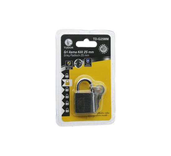 TUDOR TD-G25MM ( VAKUMLU ) ( 25MM & GRİ ) ( KISA KANCALI ) ASMA KİLİT*12X30