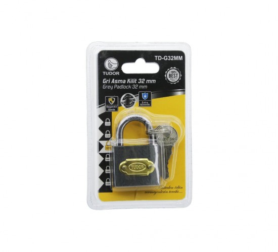 TUDOR TD-G32MM ( VAKUMLU ) ( 32MM & GRİ ) ( KISA KANCALI ) ASMA KİLİT*12X20