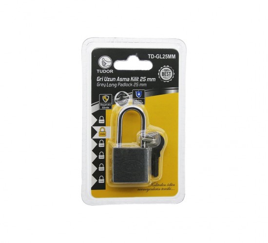 TUDOR TD-GL25MM ( VAKUMLU ) ( 25MM & GRİ ) ( UZUN KANCALI ) ASMA KİLİT*12X30