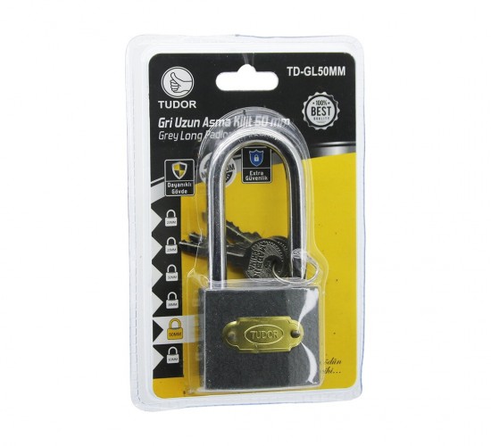 TUDOR TD-GL50MM ( VAKUMLU ) ( 50MM & GRİ ) ( UZUN KANCALI ) ASMA KİLİT*12X8