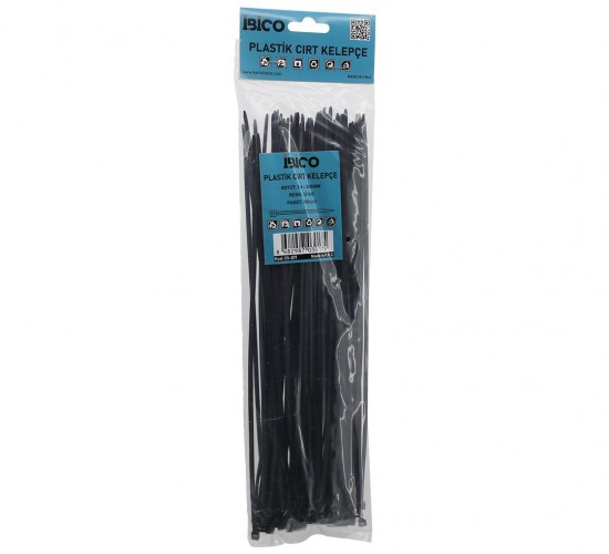 İBİCO İ13-017 ( SİYAH ) ( 3.6X300MM ) ( PLASTİK ) CIRT KELEPÇE ( KABLO BAĞI ) ( 100PCS )*10X20