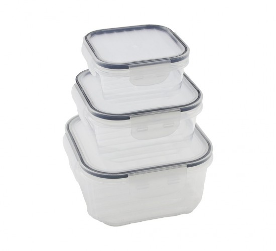 QUİCK QLUX L-00860-2 (3PCS= 400-800-1400ML) SIZDIRMAZ SAKLAMA KABI SET (ŞEFFAF PLS.KAP) (KİLİTLİ & CONTALI & BUĞULU PLS.KAPAK)*18=K
