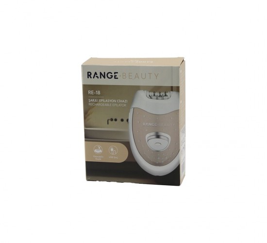 RANGE BEAUTY RE-18 EPİLASYON CİHAZI EPİLATÖR (USB ŞARJLI=50DK) (2 KADEME HIZ) (YIKANABİLİR BAŞLIK=18 ÇİFT CIMBIZ)*8