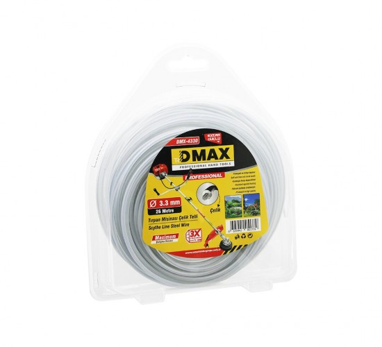 DMAX DMX-4330 ( ÇELİK TELLİ YUVARLAK  ) ( 3.3MM X 26MT ) ÇİM BİÇME TIRPAN MİSİNASI*30