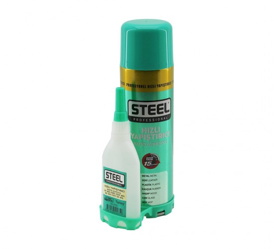 STEEL CK-2769 ( 500ML+125GR=BRÜT ) HIZLI YAPIŞTIRICI (MDF-AHŞAP-METAL-DERİ-KAUÇUK-PLASTİK-CAM)*25